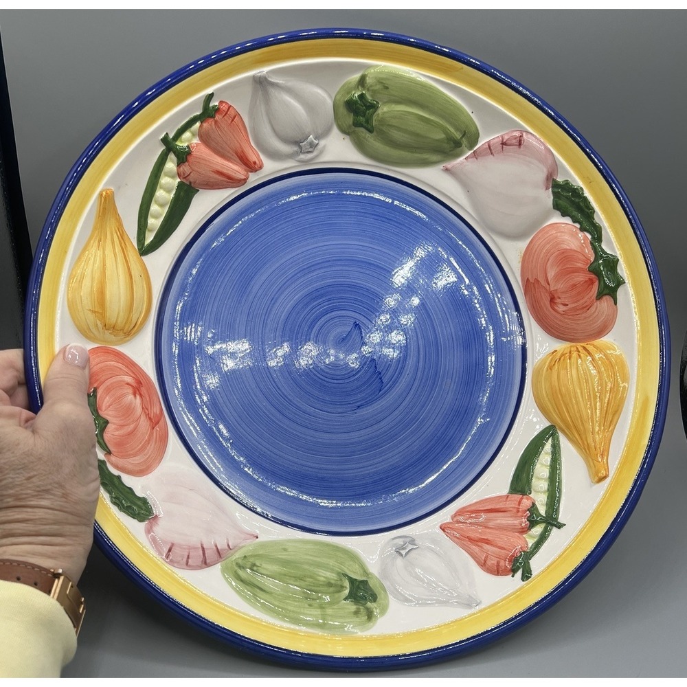 A. Santos‎ Portugal Centerpiece Bowl Vegetable Designs Large 14" Diameter 3"